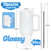 H3.0 Sublimation White Color Travel Mugs 40OZ Minimalistic Stainless Steel Double Wall Hand Cups With Metal Straws