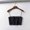 Ingigi Street Photo Thin Rubber Band Hanging Strap Small Tank Top Women's Short Flat Mouth Solid Color Bra F41711