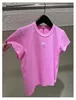 2024 camiseta de verão sólida para feminino letra de roupa impressão o-gola o-shirt shirt shirt femme colheita casual top 100% algodão camiseta