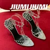 Платье обувь 2024 jiumijiumi est Summer Sexy Blingling Crystal Decora Woman Sandals Line-Toe Toe Chine Sandal Sandal Ward