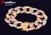 22 mm Baguette colorée Bracelet Zircon Miami Icedout Cuban Chaîne Heavy Material Copper Fashion Hip Hop Rock Street Charms Jewelry9307482