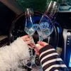 ワイングラスカラフルなラインストーンゴブレットカップルクリスタルシャンパンガラス