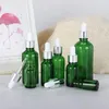 Lagringsflaskor 5-100 ml droppflaskan grönt glas reagens ögonvätska pipett eterisk oljebehållare påfyllningsbar