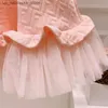 Девушки платья для девочек платье для девочек весна лето розовое милое европейское американское стиль элегантное сетчатое платье принцессы.