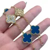 Designer Hot Selling 925 Sterling Silver Van Blue Agate Four Leaf Grass Five Flower Armband Plated With 18K Gold Jade Marrow Diamond Hand smycken Hög version