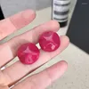 Boucles d'oreilles en peluche vintage de couleur prune délicate stéréoscopique en forme pour les femmes felles aiguille argentée résine géométrique ronde