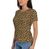 Women's T Shirts Classic Leopard T-Shirts Animal Spots Print O Neck Street Style Oversize Shirt Short Sleeve Woman Y2K Tee Summer Tees