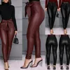 Calças femininas 2024 Autumn e Winter Sexy Skinny Leather Leggings