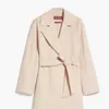 معطف المعطف للسيدات مصمم معطف معطف أزياء Maxmaras Womens Wool Blended Lace Up Coat Powder