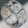 Wysokiej klasy pierścionki biżuterii do Vancleff Women Kaleidoskop Pierścień z 18 -karatowym różowym złotem Plant Pierścień Pierścień Diamond InLay Spróbuj i modny projekt oryginał 1: 1 z logo