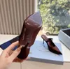Women's silk satin pointed toe slippers mules Strap style 90 mm stiletto heel sandals Party evening shoes luxury designers High heeled slippers 35-42 with box