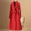 Casual Dresses Suit Type Woolen Overcoat Year's Lucky Red Double Faced Cashmere Women's Autumn And Winter High-level Sense Cthulhu
