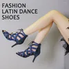 Sapatos de dança Mulheres latinas para pólo tira de salto alto mancha de moda de moda dança de baile salão 2024 top sexy