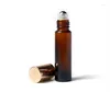 Bouteilles de rangement rechargeables givrées 10 ml (1/3 oz) Rouleau en verre brun ambre d'épaisseur sur les huiles essentielles en bouteille parfum