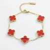 Designer 1to1 Bangle di gioielli di lusso Fanjia Lucky Clover Five Bracciale Flower 18K V Gold Luce High Edition White Fritillaria non si sbiadisce