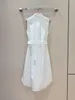 robe de femme coton noire blanc col collier sans manche robe midi robe