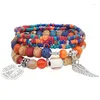 Strand 10Set/Los Bohemian mehrfarbiger Kristallperlen Seilarmbänder für Frauen Mädchen Ethnisches Herz -Zauber -Wickelarmband Pulseira Feminina