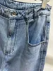 Frauen Jeans Frühling Sommer Frauen losen hohe Taille Wide Bein Schatten Hem Denim Hosen Hosen