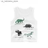 T-shirts 2024 Barn Summer Cartoon T-shirt Boy Girl Cotton Sports Vest Dinosaur Shark Print Camisole Kids Casual Vests Outfits 2-10Y Q240418