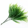 Dekorativa blommor 37 cm 7 gafflar Tropiska gräs Konstgjorda växter Plastiska ormbunkar gröna persiska blad för hem trädgård bröllop växt väggdekor
