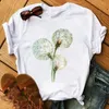 Maycaur carino dandelion stampato da donna maglietta cartone animato grafica da donna bianca maglietta casual donna divertente tees shir 240411