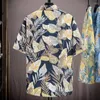 Casual shirts voor heren mannen geprinte shirt tropische stijl bladafdruk met snelle droge technologie voor vakantie strand top los fit Hawaiian