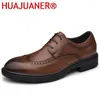 Casual Shoes Brogue Men formell italiensk affärsman Oxford äkta läder bröllopsklänning elegant för herrar