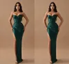 Vestidos elegantes de bainha verde escura para meninas negras Mulheres cetim acetina CARGO DA CELHA DA PLEAÇÕES DO TRAIR FORME DE VERIMENTO DE VERMUPANO DOMENTE DE FESTO DE FESTO DE FESTO CUNDADE