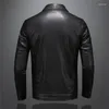 Herrenjacken Motorrad-Lederjacke großer Tasche Schwarzer Reißverschluss Lampe Slim Fit Männlicher Frühling und Herbst Hochwertige PU Coat M-5xl