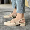 أحذية الصيف Hip Women Womens Womens الكعب السميك على طراز Fairy Belt Back فارغة Mary Jane Fashion Sandles Heels 240228