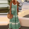 Casual Dresses Women's Fashion Bohemian V-ringad tryckt strandfest för kvinnor klänning Lång kvinnlig klänning
