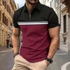 Summer Mens Shortsleeved Polo Shirt Fashion Casual Patchwork randig tshirt Mens Breatble Party Top 240416