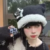 Kawaii Patchwork gestrickt Beanie Hat Ins 3d Star Fairy Strick -Kappe Autumn Katze Ohren speicherte Frauenhüte Y2K Grunge Streetwear 240412