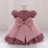 Småbarn Girls 1st Birthday Clothes Bow Cute Baby Baptism GOWN Kids Wedding Party Elegant Princess Vestidos Christmas Costume 240407