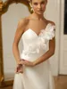 Romantiska V-ringar blommor bröllopsklänning vintage vit sjöjungfru brud mantel elegant golvlängd brudklänningar vestidos de novia