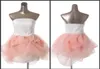 new design fabric pink tulle sexy fashion short prom dresses strapless backless cheap custom made high quality retro1460501