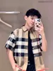 Fashion Luxury Buurberlyes Clothes for Women Men New Classic Large Plaid Patchwork Short Sleeved Shirt for Mens Casual Plaid Top for with Brand Original Logo