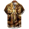 Chemises décontractées pour hommes 3D Patché à éléphant imprimé Hawaiian Shirt Vêtements Summer Summer Sleeve Bouton Bouton Up Planche pour hommes Streetwear