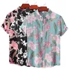 Mäns casual skjortor sommarblomma kort ärm Hawaiian strand man för män blus klänning smal fit rockabilly social harajuku