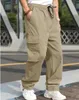 Pantalon de travail de travail multi-poche à hommes décontractés pantalons longs en ligne droite longue pantalon de fitness surdimensionné pour hommes 240408