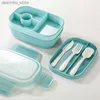 Bento Boxes Adult Stapelbare Bento Lunch Box 3 Lagen Lekbestendige all-in-1 Bento Box Lunchbox met gebruikszuigsaus Draining Containers Duurzaam L49