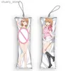 Keychains colhedores 4x12cmmy comédia romântica adolescente snafu isshiki iroha mini dakimakura keychain anime corporal pendente desenho anime Chave de cadeia fofa presente y240417