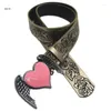 Belts X7YA Waist Belt Engraved Buckle For Cowboy Cowgirl With Pink Heart Vintage Girl WaistChain Y2K Sexy Oversize