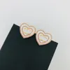 Orecchini a perno a doppia lettera designer Orecchini a bottiglie di smalto bianco a forma di cuore Orecchini a perno di cristallo set di cristalli mai sbiaditi di gioielli in ottone