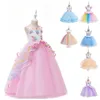 Flickor färgglada prinsessklänning super vacker enhörning klänning titta på bilden för att välja en stil