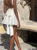 캐주얼 드레스 유럽과 미국 패션 클래식 여성 의류 우아한 활로 뒷모습 튜브 탑 플랫 스파게티 스트랩 소매없는 드레스