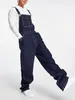 Men's Jeans Men Distressed Denim Overalls Straight Pants Spliced Pockets High Street Loose Cargo Washing Ankle Length Solid Casual