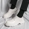 Casual Shoes Comfort Men Oxford Leather British Style Men's Office Work Formal Business Lace-up Thick Soled Party