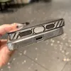 Luxury Carbon Fiber Texture Plating Frame Clear PC Hard Case For iPhone 15 14 Plus 13 12 Pro Max With Lens Film Shockproof Cover