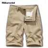 Shorts masculinos de verão cargo casual masculino de estilo japonês calça de trabalho de joelho reto de joelho algodão lazer respirável masculino